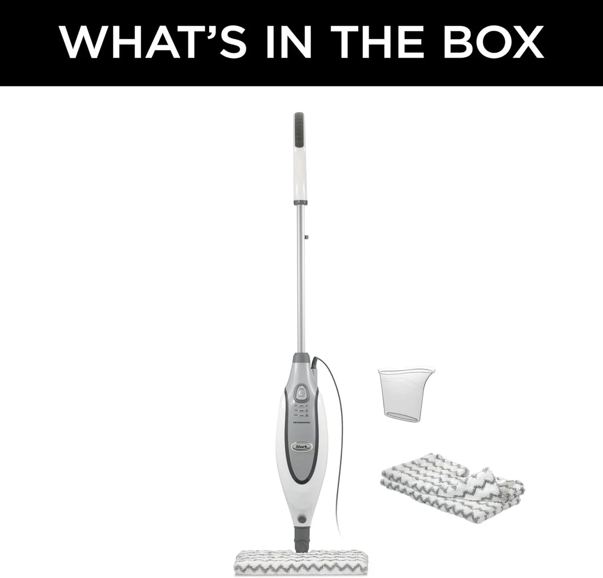 Shark Professional Steam Pocket Mop with 2 Double-sided Pads, White, S3601