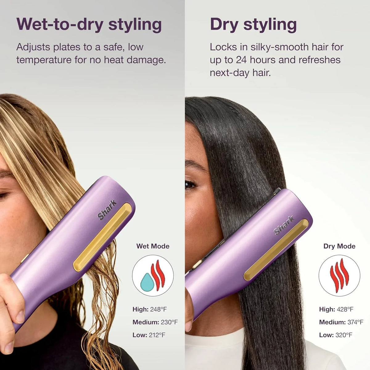 Shark SilkiPro Air Straightener & Blow Dryer, Flat Iron, Rose, HT400PK