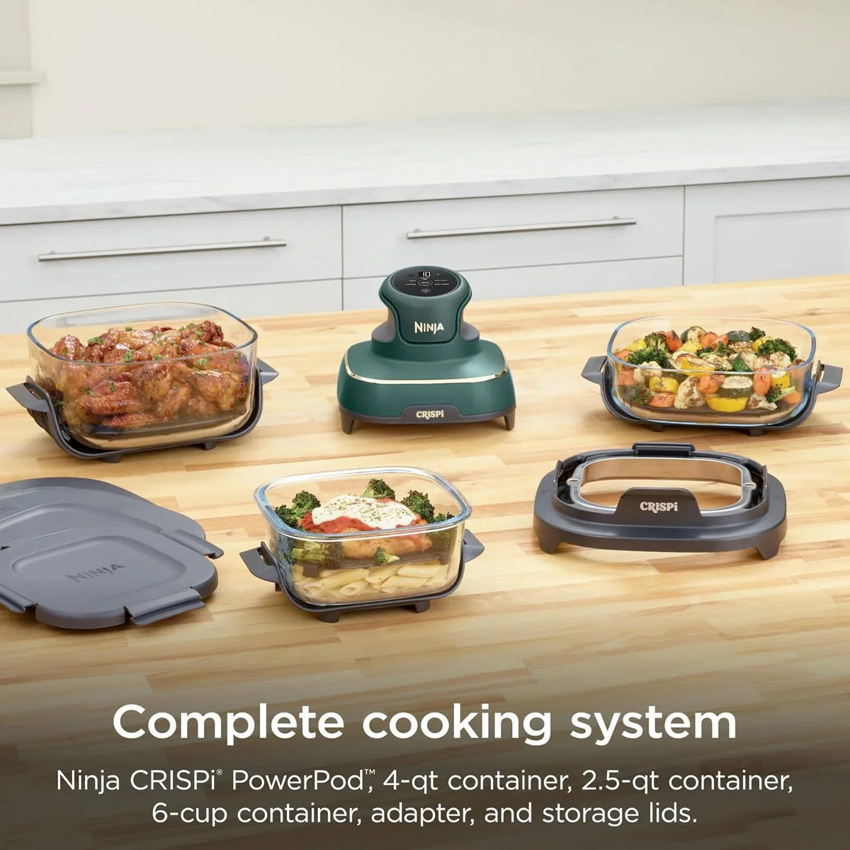 Ninja Crispi Glass Air Fryer, 5-in-1, Emerald, FN103BF