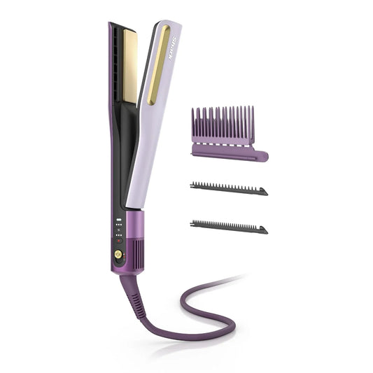 Shark SilkiPro Air Straightener & Blow Dryer, Flat Iron, Plum, HT400PU