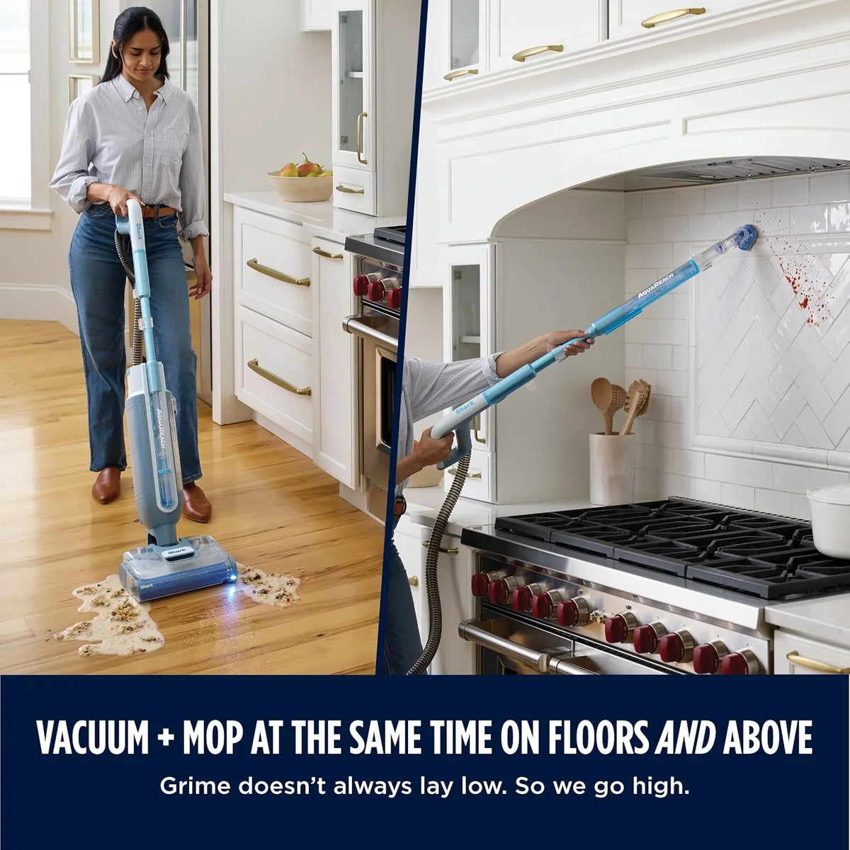 Shark AquaReach Hard Floor Vacuum & Mop with Extendable Wand, Blue, WD551