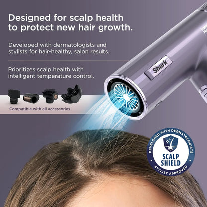 Shark SpeedStyle Pro Flex Dryer, Scalp Shield, Bag, Lilac, HD543PL