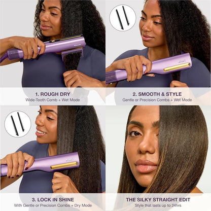 Shark SilkiPro Air Straightener & Blow Dryer, Flat Iron, Rose, HT400PK