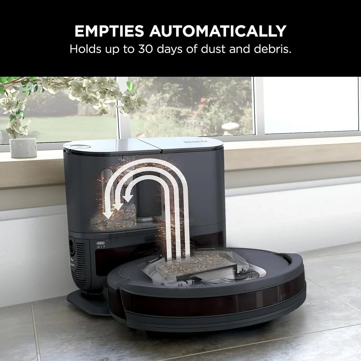 Shark EZ Robot Vacuum, Self-Empty Base, Dark Gray,RV912S