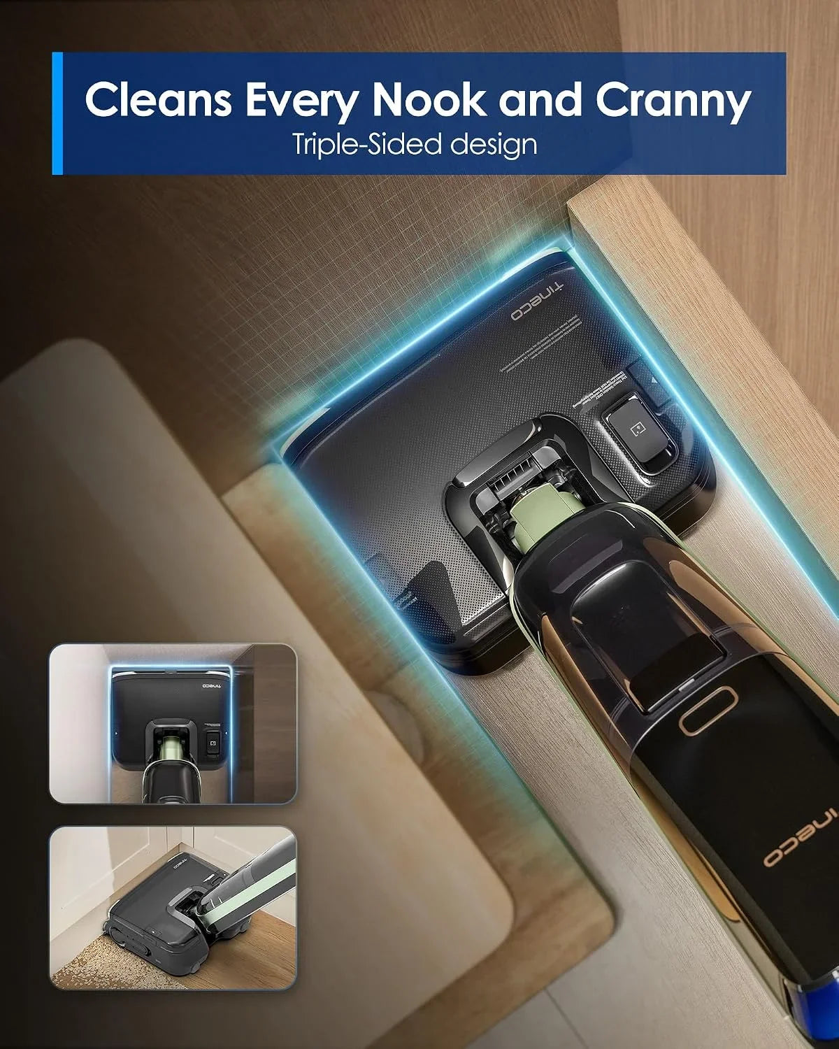 Tineco Floor ONE S7 Master Wet Dry Vacuum Cleaner, 23kPa Suction Vacuum Mop with DustReveal Green Headlight, 65 Min Runtime, 185°F Flashdry, 3.9inch Ultra-Slim Stretch Mop