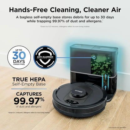 Shark AV2501S AI Ultra Robot Vacuum, with Matrix Clean, Home Mapping, 30-Day Capacity HEPA Bagless Self Empty Base, Perfect for Pet Hair, Wifi, Dark Grey