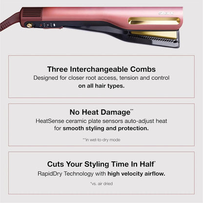 Shark SilkiPro Air Straightener & Blow Dryer, Flat Iron, Plum, HT400PU