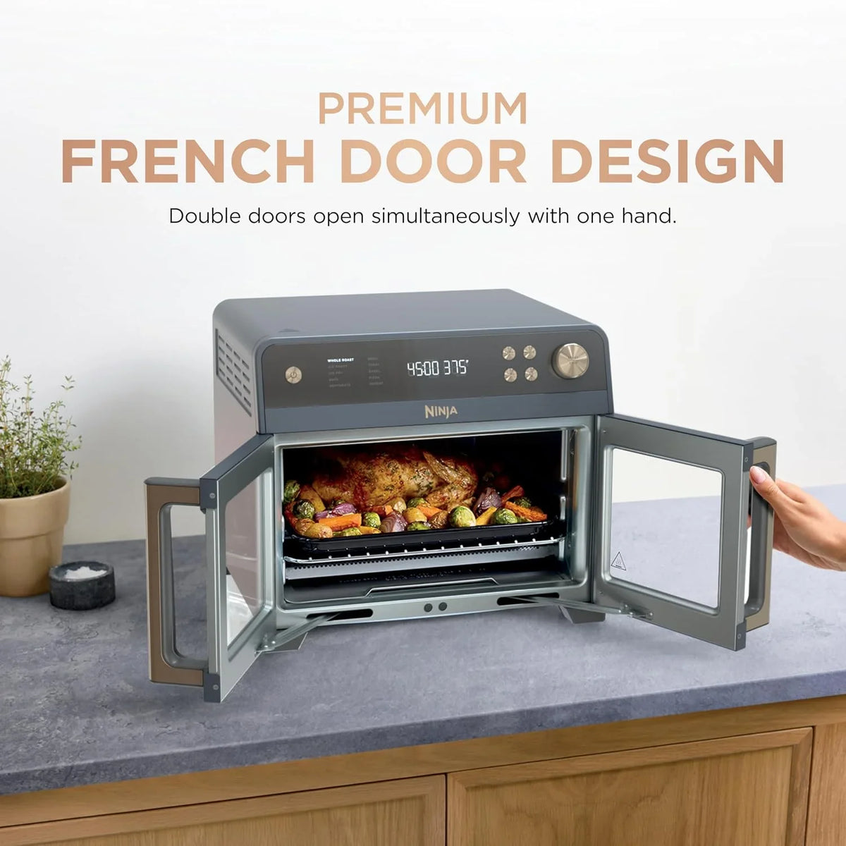 Ninja French Door Premier Air Fry Oven, 10-in-1, Cyberspace, FO101BL
