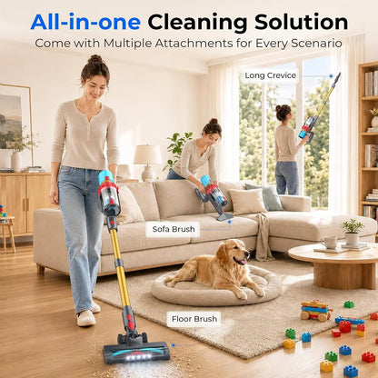 Cordless Vacuum Cleaner, 600W 55KPa Max 75mins Stick Vacuum for Pet Hair