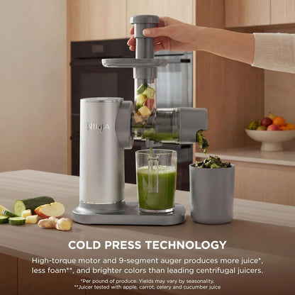 Ninja NeverClog Cold Press Juicer, 24oz Jug, 36oz Pulp, Silver, JC151SL