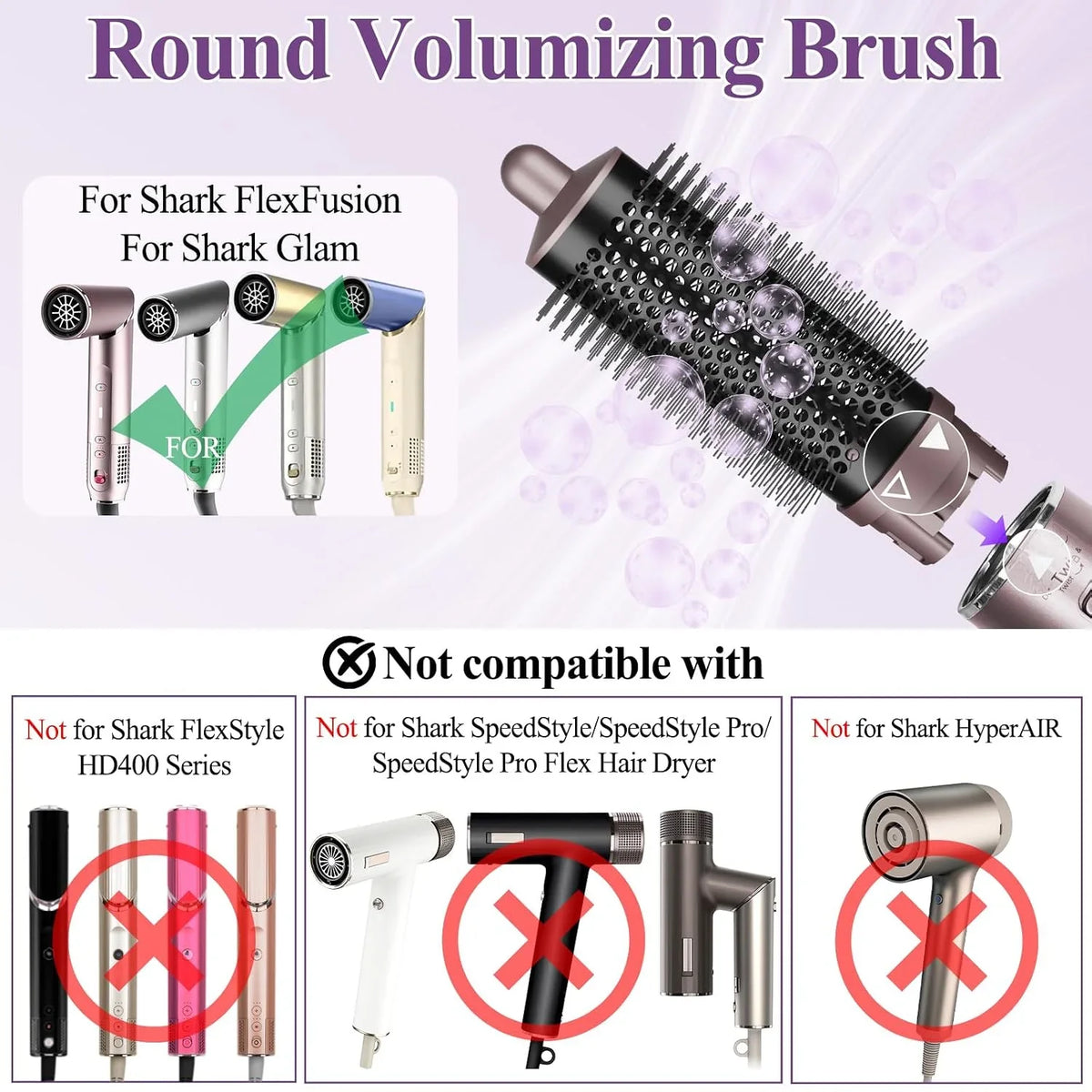 Round Brush Attachment for Shark FlexFusion, for Shark Glam