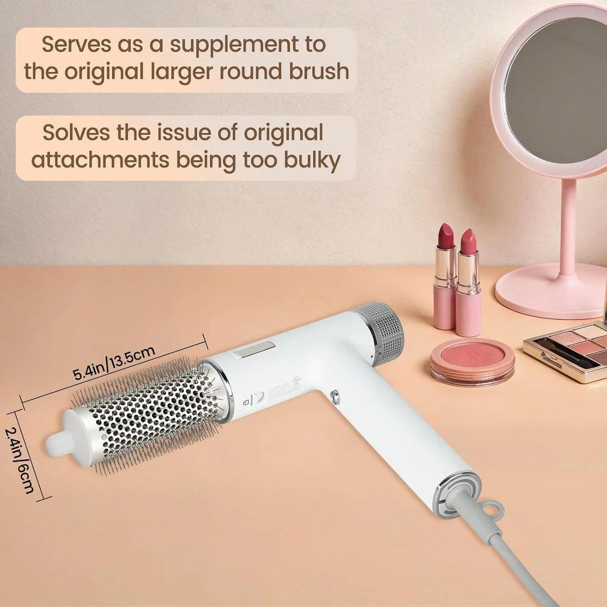 Round Brush Attachment for Shark SpeedStyle, for Shark Speed Style Pro/Pro Flex Hair Dryer, Round Volumizing Brush Accessories for Smooth Adds Volume Curls for Long Hair