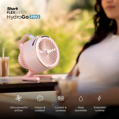 Shark FlexBreeze HydroGo Pro Portable Misting Fan, Sky, FA056BL