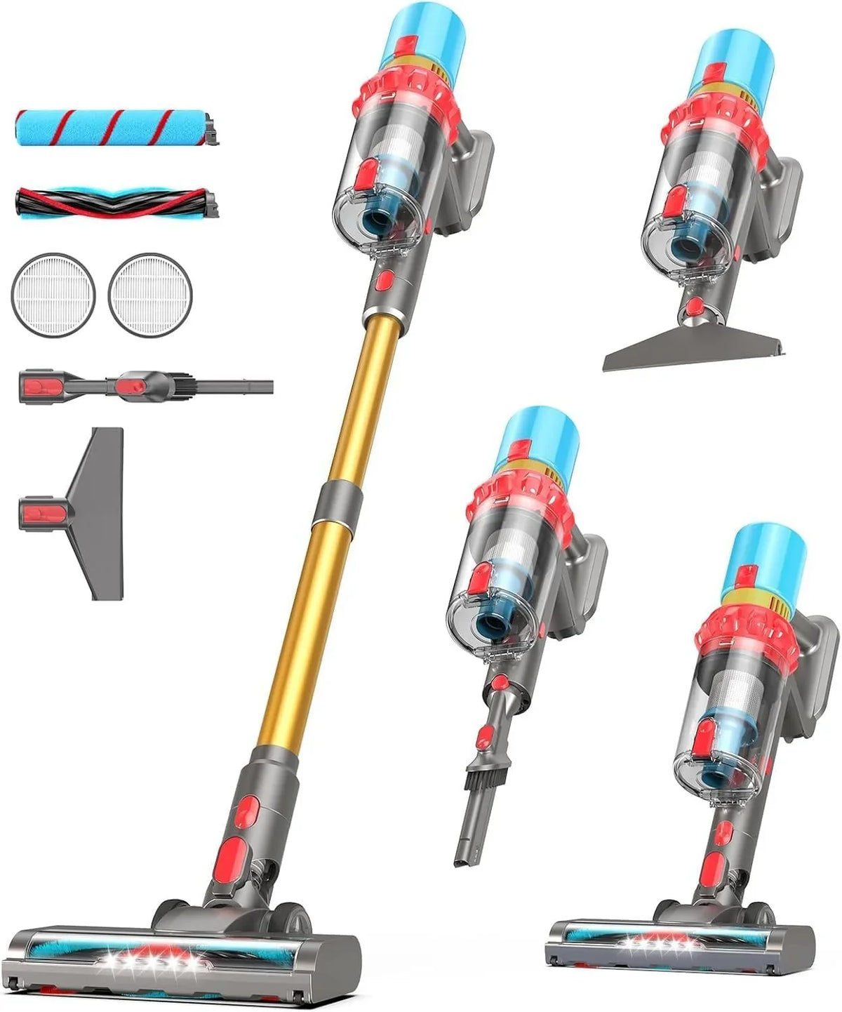 Cordless Vacuum Cleaner, 600W 55KPa Max 75mins Stick Vacuum for Pet Hair