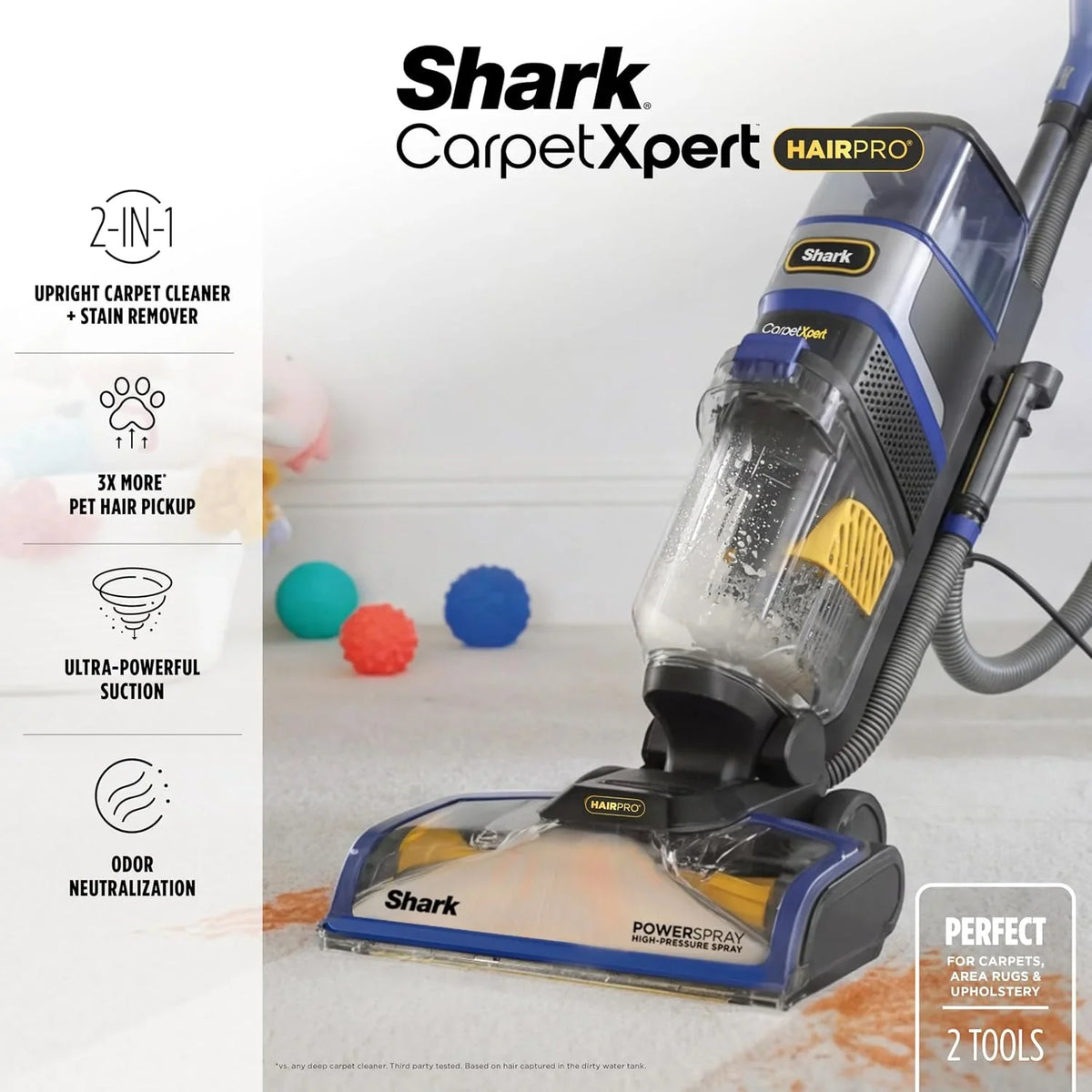 Shark CarpetXpert HairPro Carpet & Built-in Stain Cleaner, 2 Tools EX251BRN