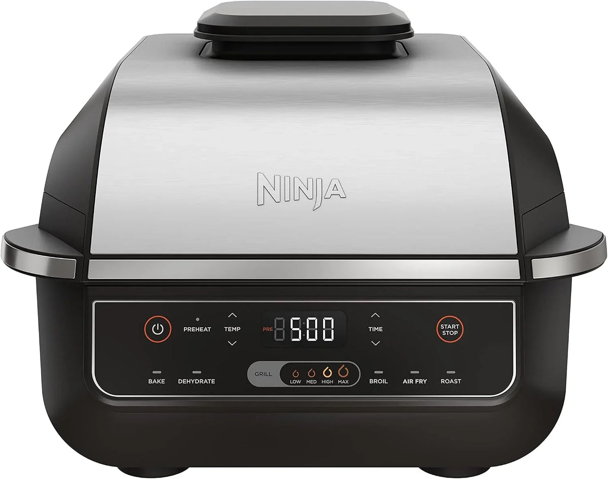 Ninja® Foodi® 6-in-1 Indoor Grill & Air Fryer, 500°F, Black/Silver, EG201