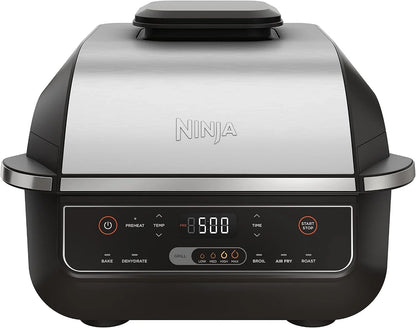 Ninja® Foodi® 6-in-1 Indoor Grill & Air Fryer, 500°F, Black/Silver, EG201