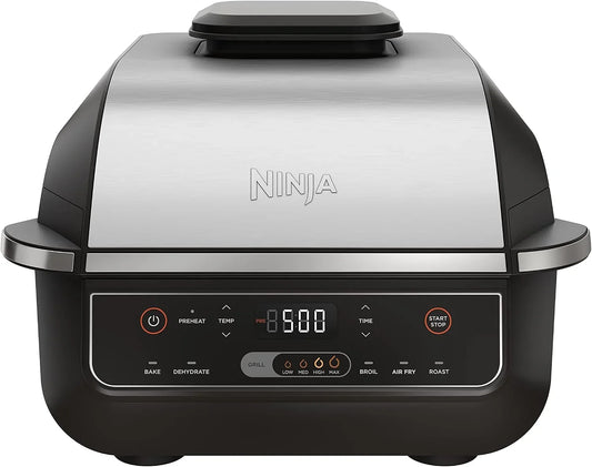 Ninja® Foodi® 6-in-1 Indoor Grill & Air Fryer, 500°F, Black/Silver, EG201