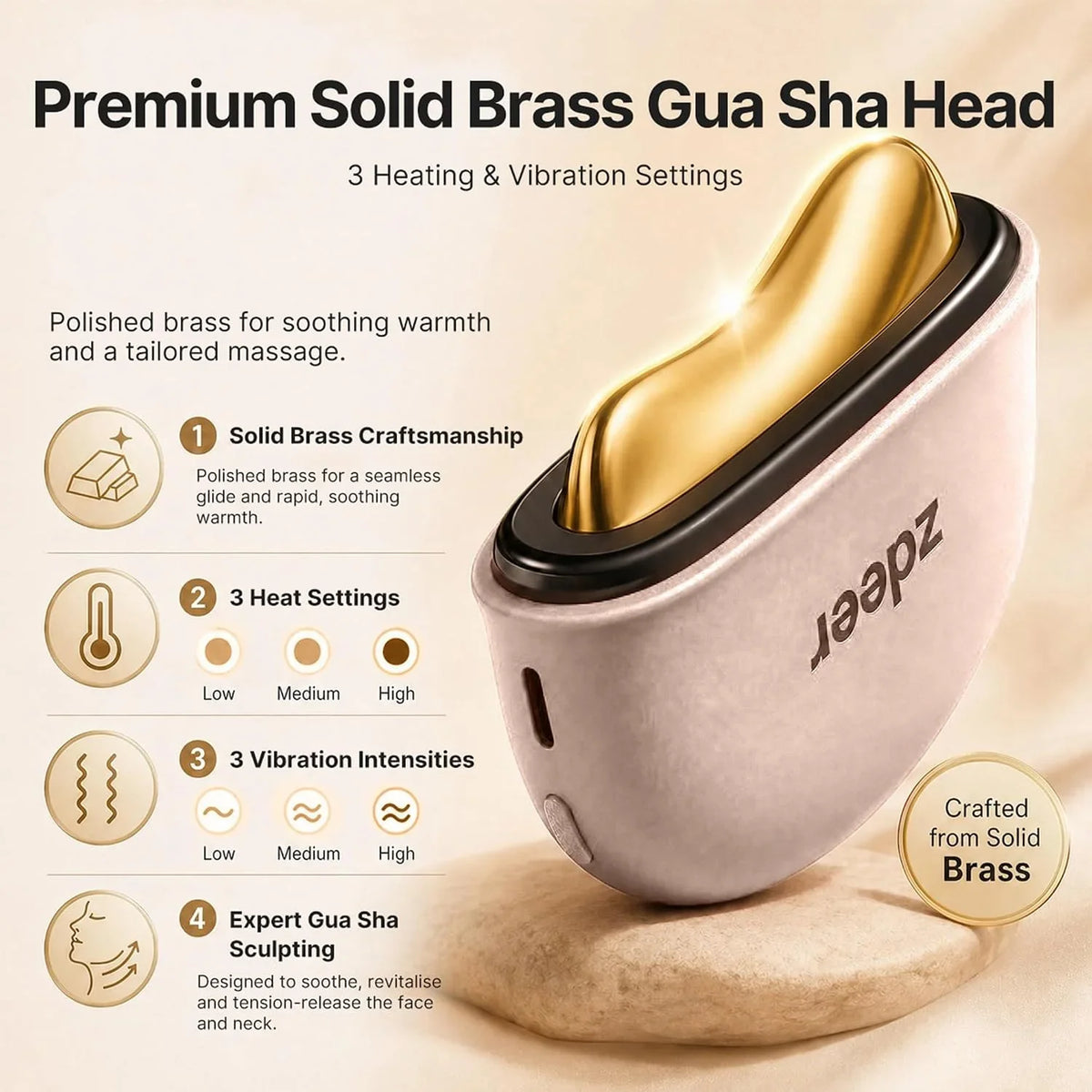 ZDEER GS5 Electric Heated Gua Sha Kit, Red Light Face Massager Tool, Pink